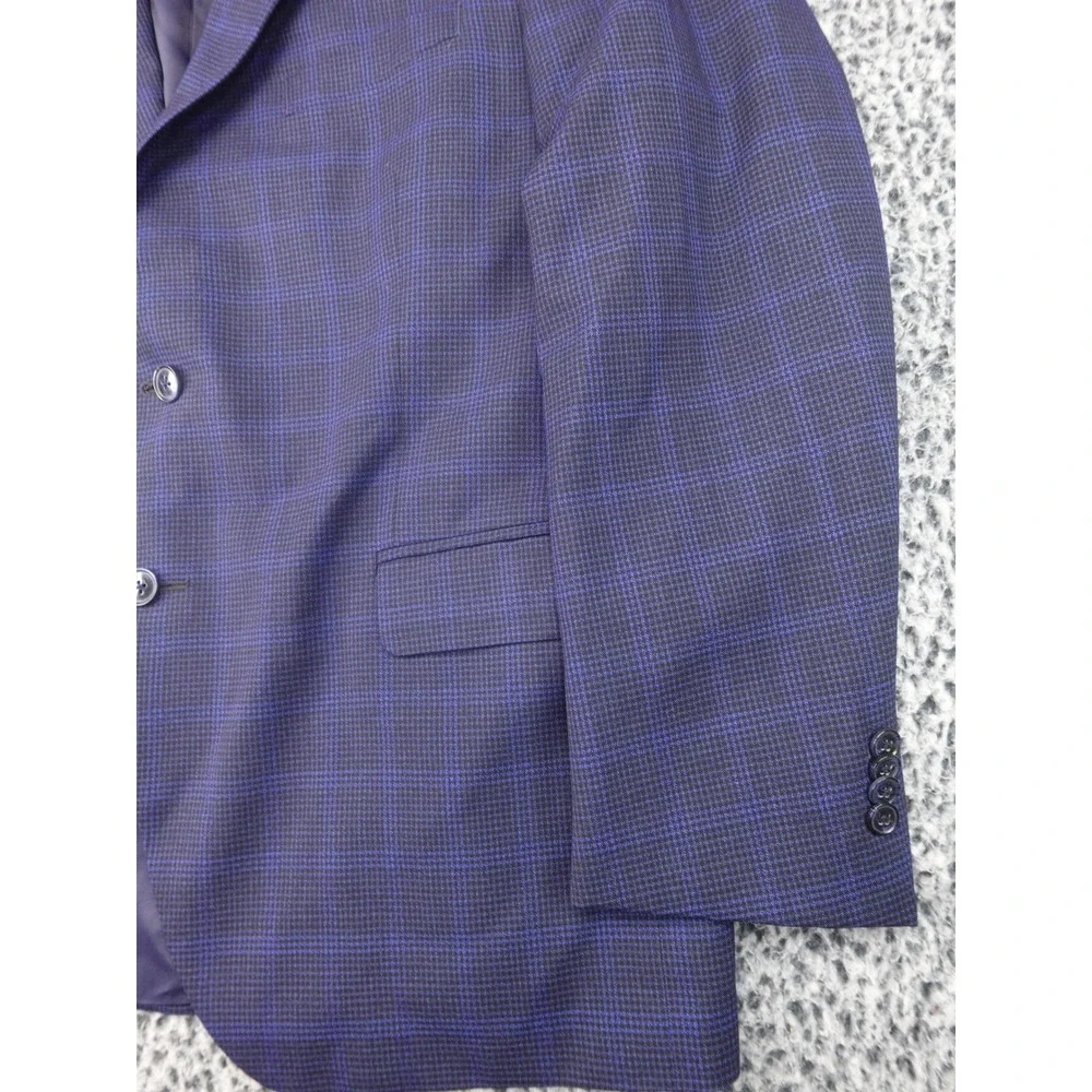 Peter Millar Sport Coat Mens 46R Navy Blue Purple Check Blazer Excellent Canada